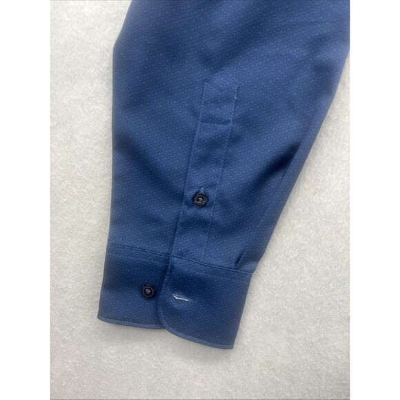 Perry Ellis Shirt Mens Large Motion Navy Blue Long Sleeve Casual Button Up - Picture 5 of 12